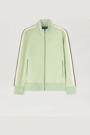 Palm Angels Embroidered Logo Track Jacket - Man Coats & Jackets Sage - Off White L