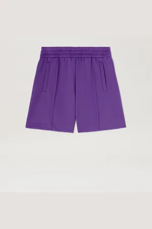 Palm Angels Curved Logo Track Shorts - Man Shorts Purple - Off White L