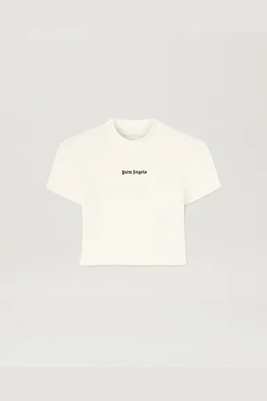 Palm Angels Classic Logo Cropped Baby T-shirt - Woman T-shirts & Tops Off White - Black L
