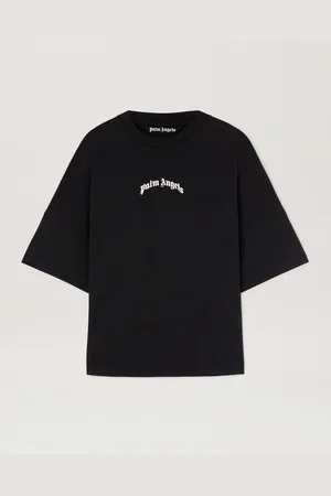 Palm Angels Curved Logo Oversize T-shirt - Man T-shirts & Polo Black - Off White L