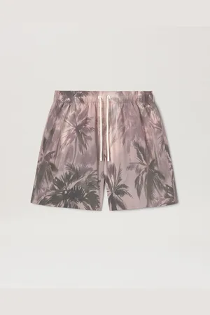 Palm Angels Sunset Palm Swimshorts - Man Swimwear Beige - Black L