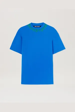 Palm Angels Flame Logo T-shirt - Man T-shirts & Polo Blue - Green L