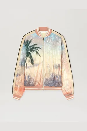 Palm Angels Sunrise Palm Sequins Bomber - Woman Coats & Jackets Multicolor - Black L