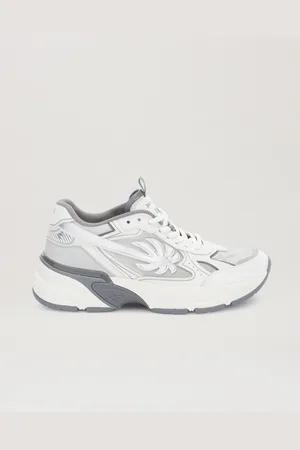Palm Angels Pa 4 Leather Runner - Man Sneakers Grey - White 38