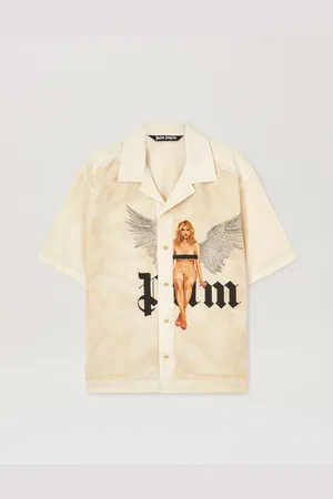 Palm Angels Pin Up Bowling Shirt - Man Shirts Off White - Black 46