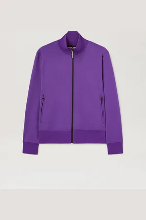 Palm Angels Curved Logo Track Jacket - Man Coats & Jackets Purple - Off White L