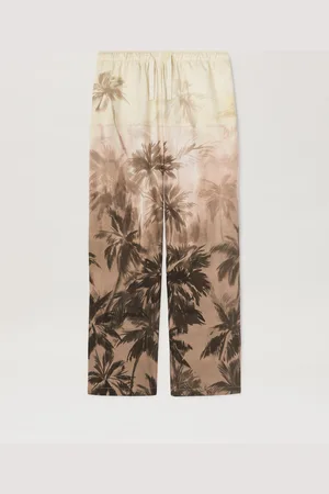 Palm Angels Sunset Palms Pants - Man Pants Beige - Black 44