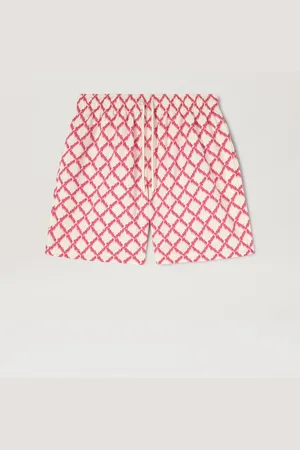 Palm Angels Net Logo Swimshorts - Man Swimwear Ivory - Fuchsia L
