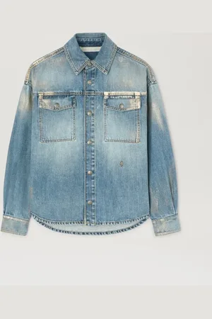 Palm Angels Metal Brushed Denim Shirt - Woman Denim Medium Blue - Silver L