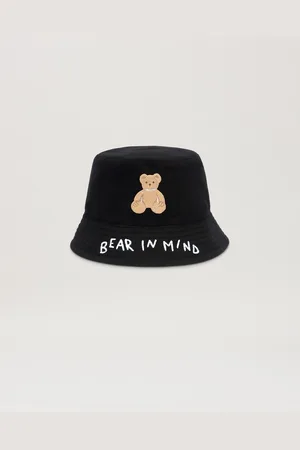 Palm Angels Bear In Mind Bucket Hat - Man Hats & Caps Black - Brown O/s