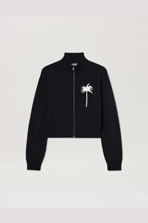 Palm Angels Palm Inlay Track Knit Jacket - Woman Knitwear Black - Off White L