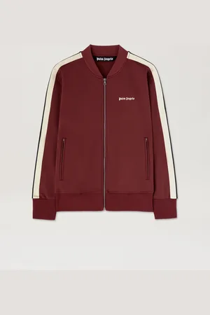 Palm Angels Embroidered Logo Track Jacket - Man Coats & Jackets Burgundy - Off White L