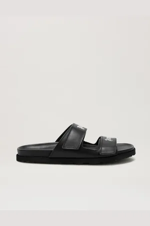 Palm Angels Logo Sandals - Man Slides & Sandals Black - White 38