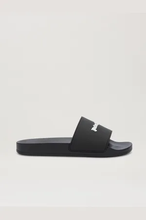 Palm Angels Classic Logo Pool Slider - Man Slides & Sandals Black - White 38