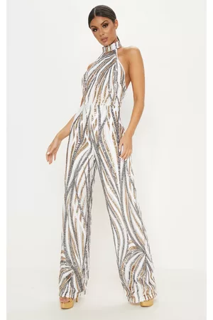 PRETTYLITTLETHING Sequin High Neck Jumpsuit
