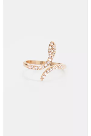 PRETTYLITTLETHING Gold Diamante Delicate Snake Ring