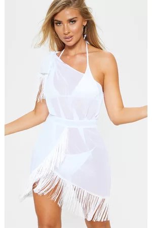 PRETTYLITTLETHING Women Asymmetrical Dresses - Asymmetric Fringe Beach Dress