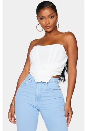 PRETTYLITTLETHING Shape Chiffon Ruched Corset Crop Top