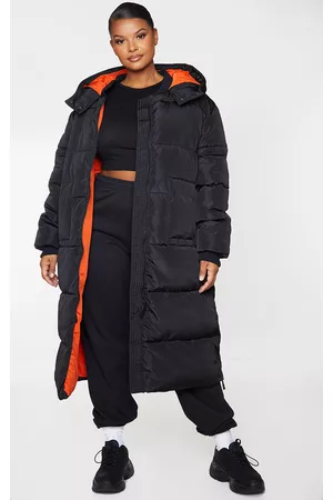 PRETTYLITTLETHING Plus Maxi Contrast Hooded Puffer Jacket