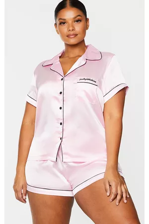 PRETTYLITTLETHING Women Pajamas - Plus Satin Pocket PJ Set