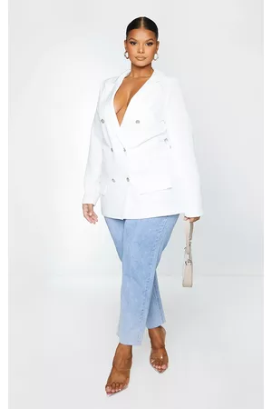 PrettyLittleThing Women Blazers - Plus Oversized Button Detail Blazer