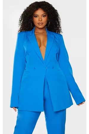PRETTYLITTLETHING Plus Double Breasted Woven Blazer