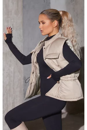 PRETTYLITTLETHING Women Gilets - Stone Pocket Front Toggle Waist Pocket Detail Vest