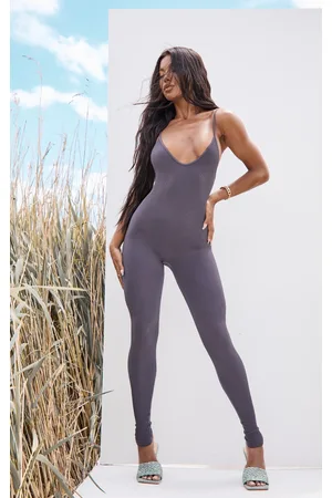 Pale Grey Structured Snatched Rib Cuffed Detail Leggings