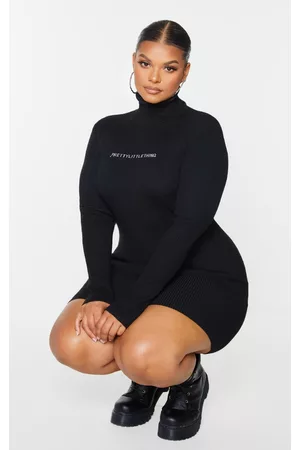 PRETTYLITTLETHING Plus Rib Knitted Bodycon Dress