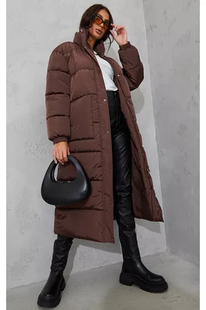PrettyLittleThing Recycled Tall Chocolate Maxi Puffer Coat