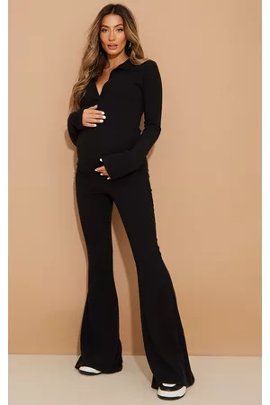 PRETTYLITTLETHING Maternity Rib Collar Detail Flare Leg Jumpsuit