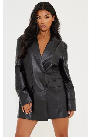 PRETTYLITTLETHING Faux Leather Oversized Blazer Dress