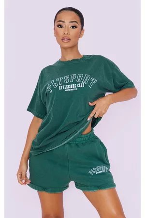 PRETTYLITTLETHING Women Oversized T-Shirts - Petite Forest Green Oversized T Shirt