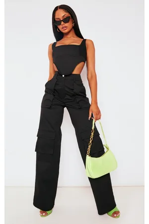 PRETTYLITTLETHING Twill Pocket Detail High Waist Cargo Pants