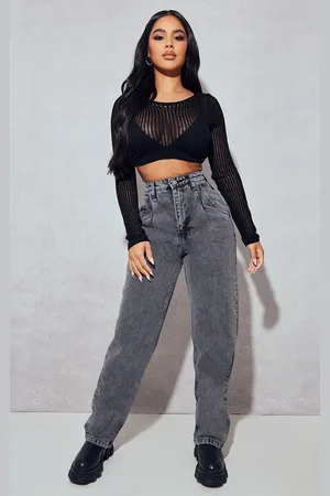 Tall Ombre Wash Distressed Detail Wide Leg Jeans