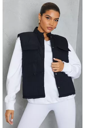 PRETTYLITTLETHING Women Gilets - Black Pocket Front Toggle Waist Detail Vest