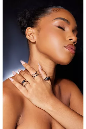 PRETTYLITTLETHING Silver Smooth Chunky Assorted Ring Set