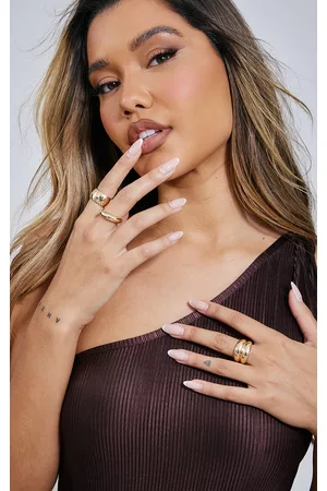 PRETTYLITTLETHING Women Gold Rings - Gold Simple Chunky Ring Set