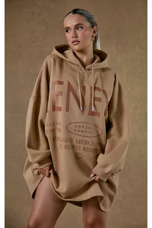PRETTYLITTLETHING Women Casual Dresses - Renew Stone Oversized Printed Sweatshirt Dress