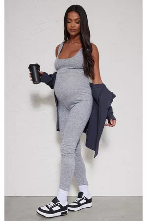 PRETTYLITTLETHING Women Padded dresses - Maternity Grey Soft Rib Jumpsuit