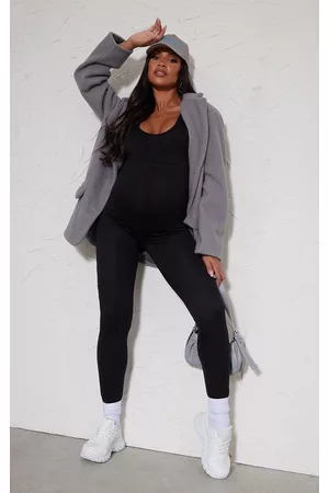 PRETTYLITTLETHING Maternity Black Soft Rib Jumpsuit