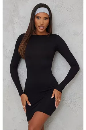 PRETTYLITTLETHING Basic Black Jersey Long Sleeve Bodycon Dress