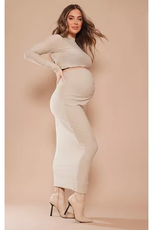 PRETTYLITTLETHING Maternity Moss Sand Soft Touch Midaxi Skirt