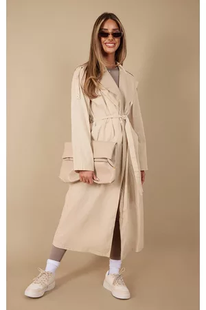 PRETTYLITTLETHING Women Trench Coats - Camel Lightweight Trench Coat