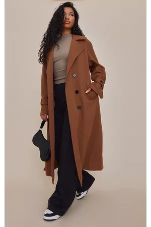 PRETTYLITTLETHING Camel Belted Military Trim Trench Coat