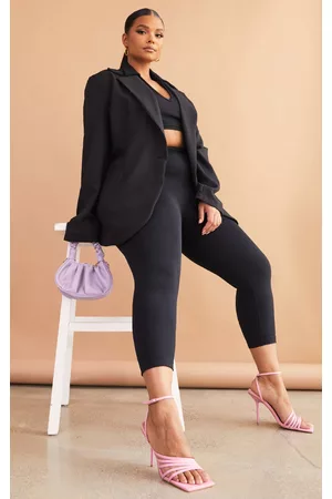 PRETTYLITTLETHING Women Oversized Blazers - Plus Black Basic Single Breasted Oversized Blazer