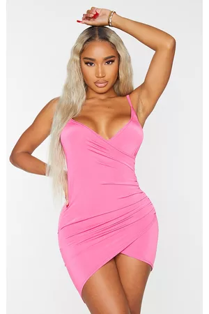 PRETTYLITTLETHING Shape Hot Pink Ruched Side Strappy Bodycon Dress