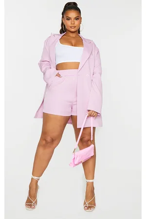 PRETTYLITTLETHING Plus Ruched Waist Suit Shorts