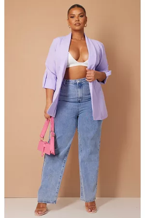 PRETTYLITTLETHING Women Blazers - Plus Lilac Basic Turn Up Sleeve Blazer