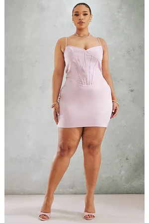 PRETTYLITTLETHING Women Bodycon Dresses - Plus Dusty Pink Strap Detail Bodycon Dress